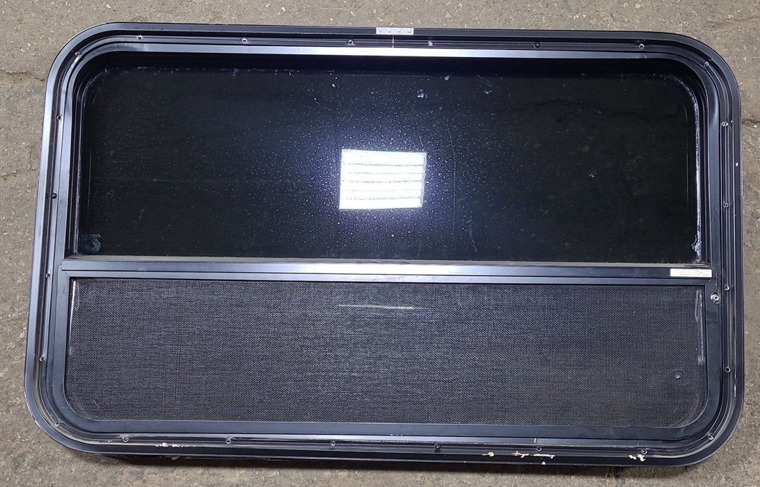 Used Black Radius Opening Window : 35 1/2" W x 21 1/2" H x 1 7/8" D - Young Farts RV Parts