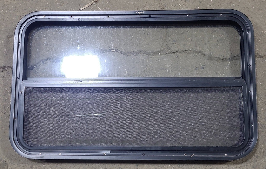 Used Black Radius Opening Window : 35 1/2" W x 21 1/2" H x 2" D - Young Farts RV Parts