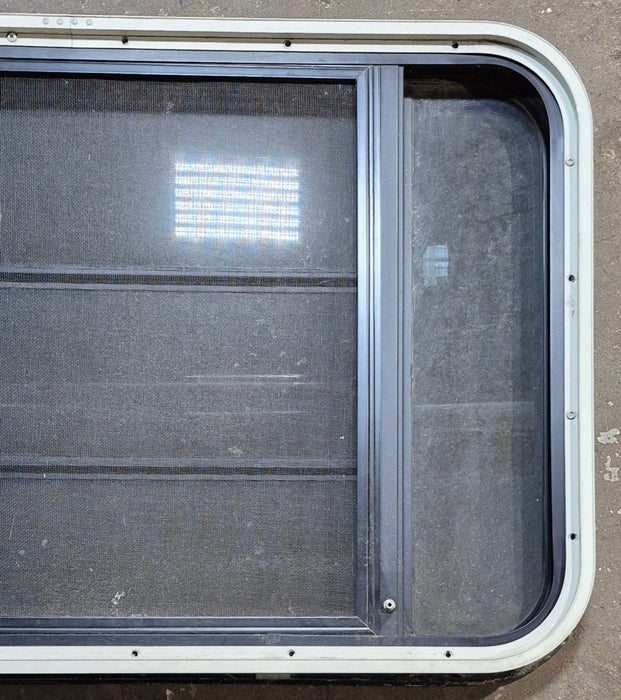 Used Black Radius Opening Window : 35 1/4" W x 21 1/2" H x 1 7/8" - Young Farts RV Parts