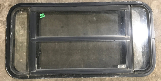 Used Black Radius Opening Window : 35" W x 17 1/4" H x 1 7/8" D - Young Farts RV Parts