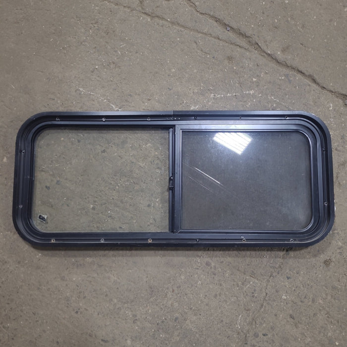 Used Black Radius Opening Window : 36 1/2" W x 14 3/4" H x 1 3/4" D