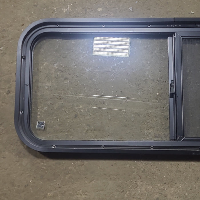 Used Black Radius Opening Window : 36 1/2" W x 14 3/4" H x 1 3/4" D