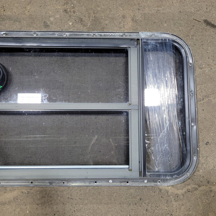 Used Black Radius Opening Window : 36 1/2" W X 18 1/4" H X 2" D - Young Farts RV Parts