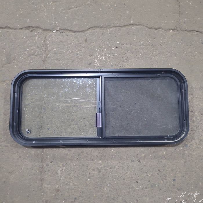 Used Black Radius Opening Window : 36 1/4" W x 14 3/4" H x 1 3/4" D