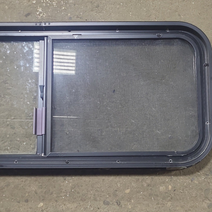 Used Black Radius Opening Window : 36 1/4" W x 14 3/4" H x 1 3/4" D