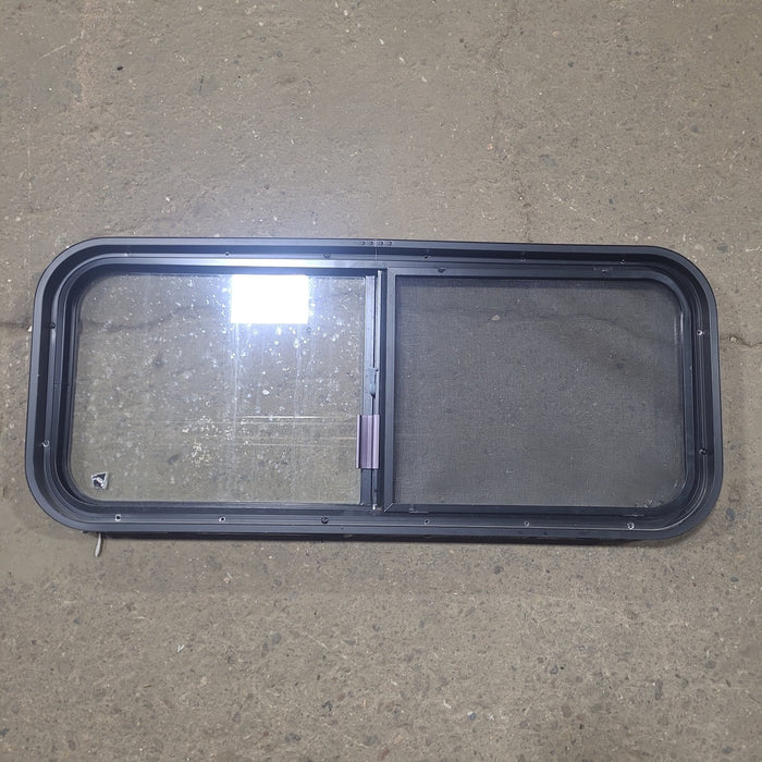 Used Black Radius Opening Window : 36 1/4" W x 14 3/4" H x 1 3/4" D