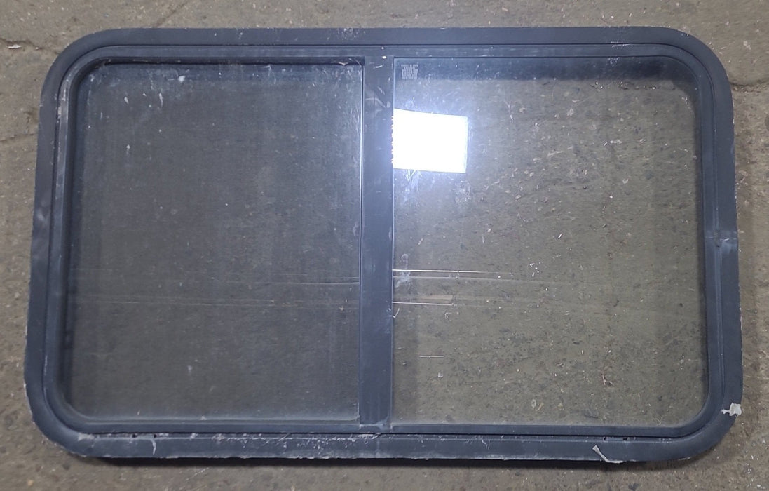 Used Black Radius Opening Window : 36 1/4" W x 21 3/4" H x 1 7/8" D - Young Farts RV Parts