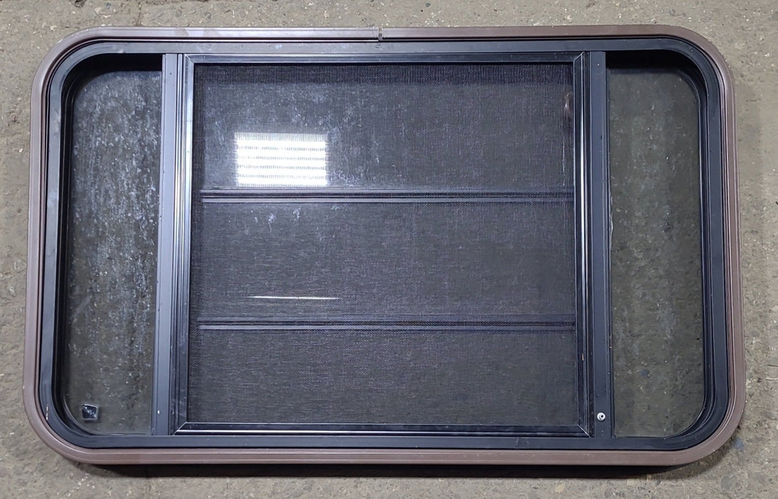 Used Black Radius Opening Window : 36 3/4" W x 23" H x 1 1/2" D - Young Farts RV Parts