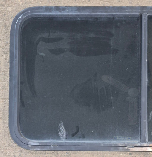 Used Black Radius Opening Window : 42 1/2" W x 21 3/4" H x 1" D - Young Farts RV Parts