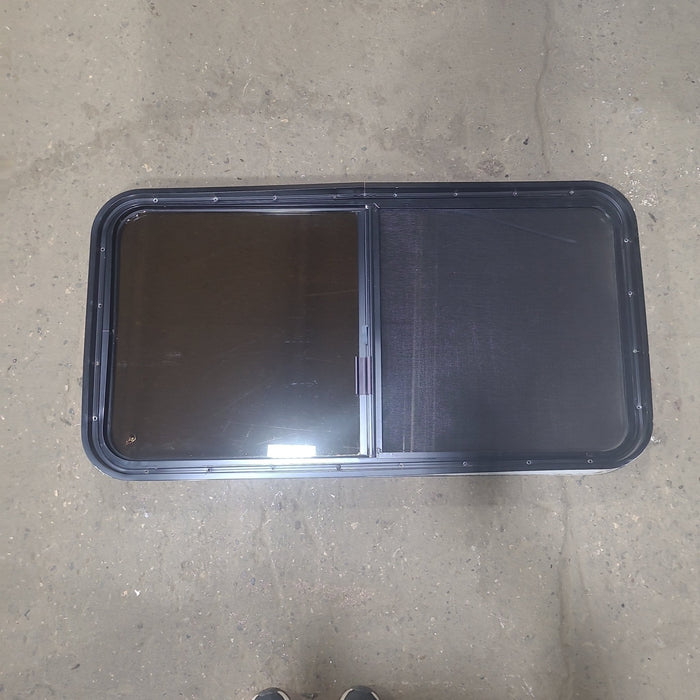Used Black Radius Opening Window : 42 1/2" W x 22 3/4" H x 1 3/4" D