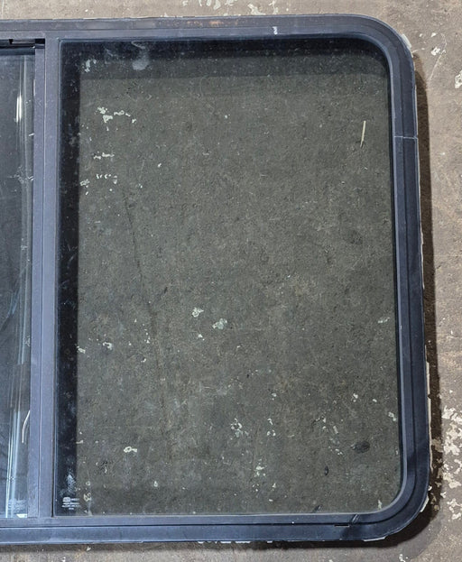 Used Black Radius Opening Window : 42 1/2" W x 34" H x 1 3/4" D - Young Farts RV Parts