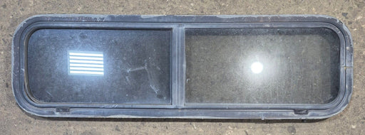 Used Black Radius Opening Window : 42 1/4" W x 11 3/4" H x 1 7/8" - Young Farts RV Parts
