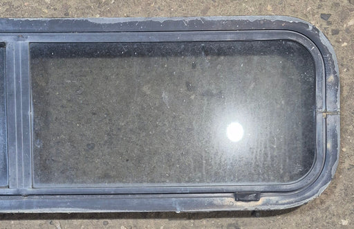 Used Black Radius Opening Window : 42 1/4" W x 11 3/4" H x 1 7/8" - Young Farts RV Parts