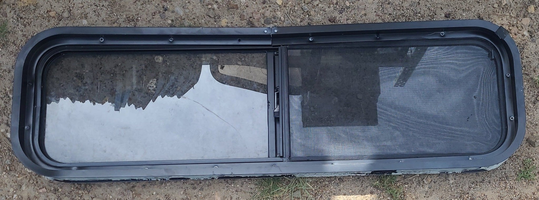 Used Black Radius Opening Window : 42 1/4" W x 11 3/4" H x 1 7/8" D