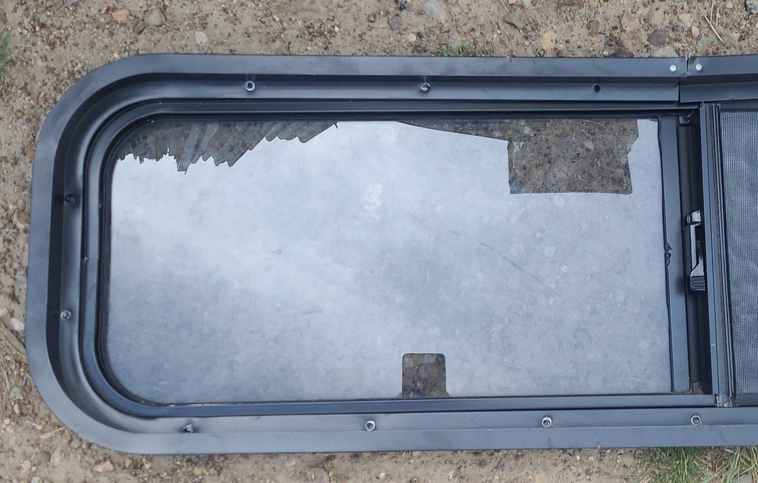 Used Black Radius Opening Window : 42 1/4" W x 11 3/4" H x 1 7/8" D