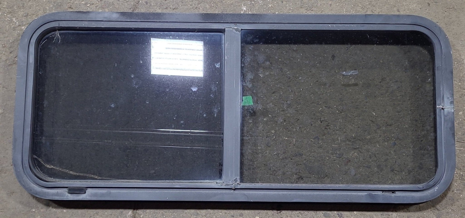 Used Black Radius Opening Window : 42 1/4" W x 17 3/4" H x 1 3/4" D