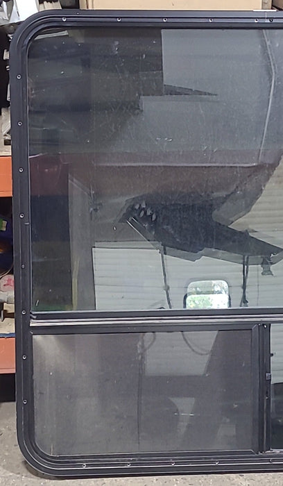 Used Black Radius Opening Window : 43 1/2" W x 39 1/2" H x 1 5/8" D