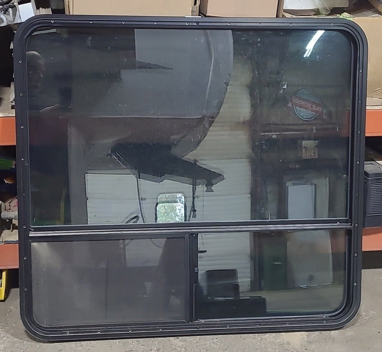 Used Black Radius Opening Window : 43 1/2" W x 39 1/2" H x 1 5/8" D