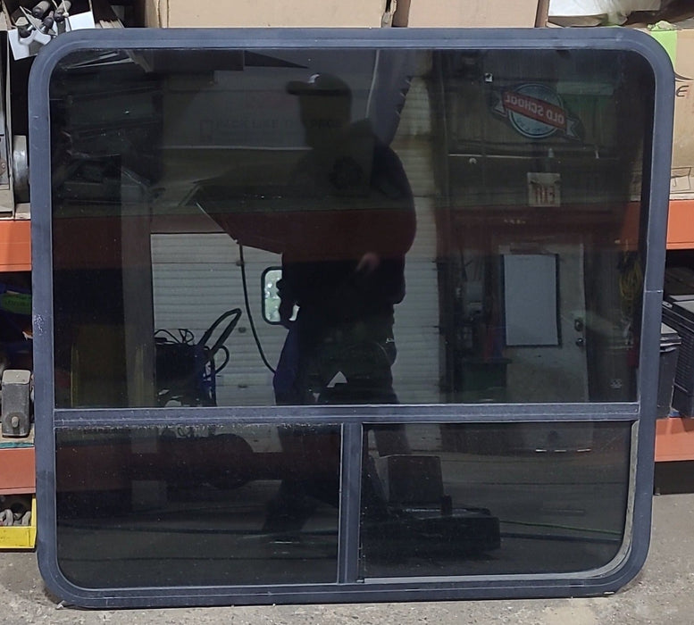 Used Black Radius Opening Window : 43 1/2" W x 39 1/2" H x 1 5/8" D