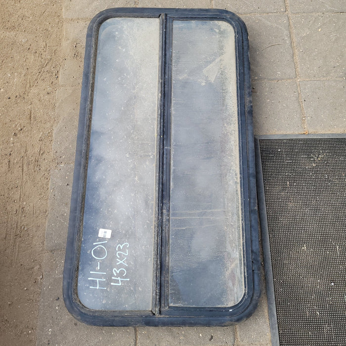 Used Black Radius Opening Window : 41 1/2" X 21 1/4" X 1 3/4" D