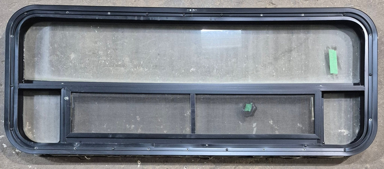 Used Black Radius Opening Window : 45 1/4" W x 17 1/4" H x 1 7/8" D