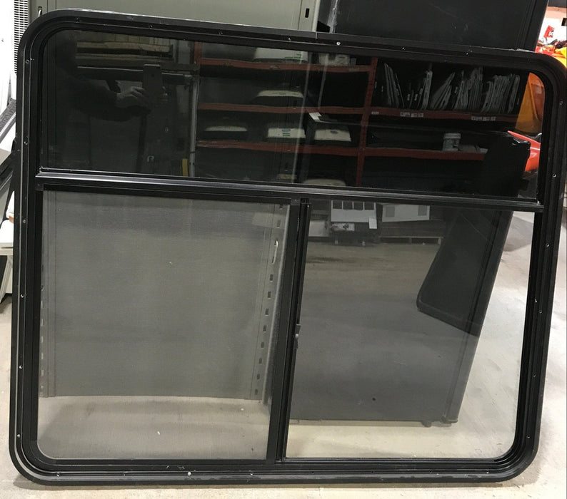 Used Black Radius Opening Window : 47 1/2" W x 39" H x 1 3/4" D