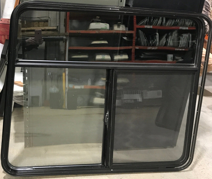 Used Black Radius Opening Window : 47 1/2" W x 39" H x 1 3/4" D