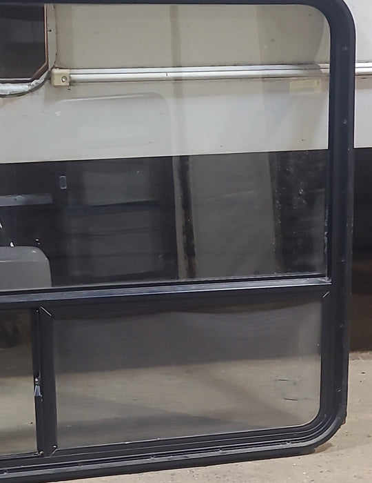 Used Black Radius Opening Window : 48 1/2" W x 35 3/4" H x 1 3/4" D