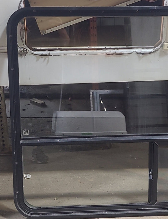 Used Black Radius Opening Window : 48 1/2" W x 35 3/4" H x 1 3/4" D