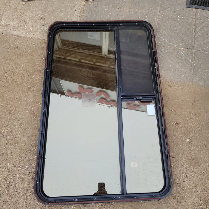 Used Black Radius Opening Window : 48 1/2 X 29 1/2 X 2" D - Young Farts RV Parts