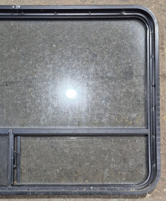 Used Black Radius Opening Window : 48 1/4" W x 31 3/4" H x 1 7/8" - Young Farts RV Parts