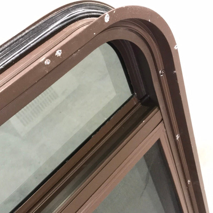 Used Brown Radius Dual Pane-Storm Window : 41 1/4" W x 14 3/4" H x 1 1/2" D