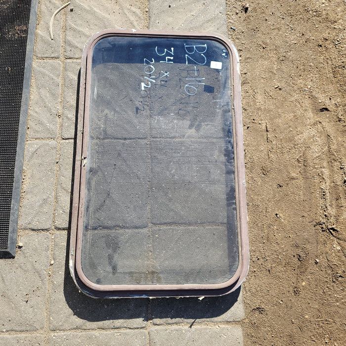 Used Brown Radius Non-Opening Window : 34 X 20 1/2 X 2" D