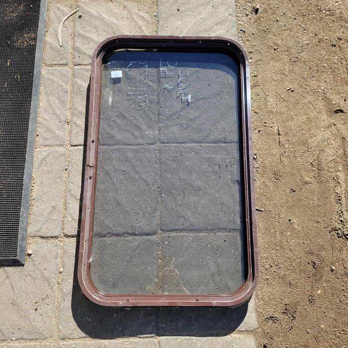 Used Brown Radius Non-Opening Window : 34 X 20 1/2 X 2" D
