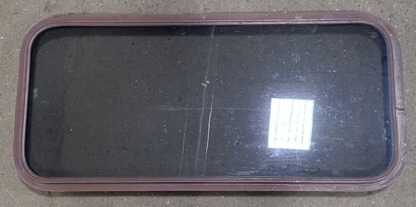 Used Brown Radius Non-Opening Window : 39 3/4" W X 17 7/8" H X 2" D