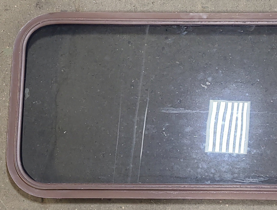 Used Brown Radius Non-Opening Window : 39 3/4" W X 17 7/8" H X 2" D