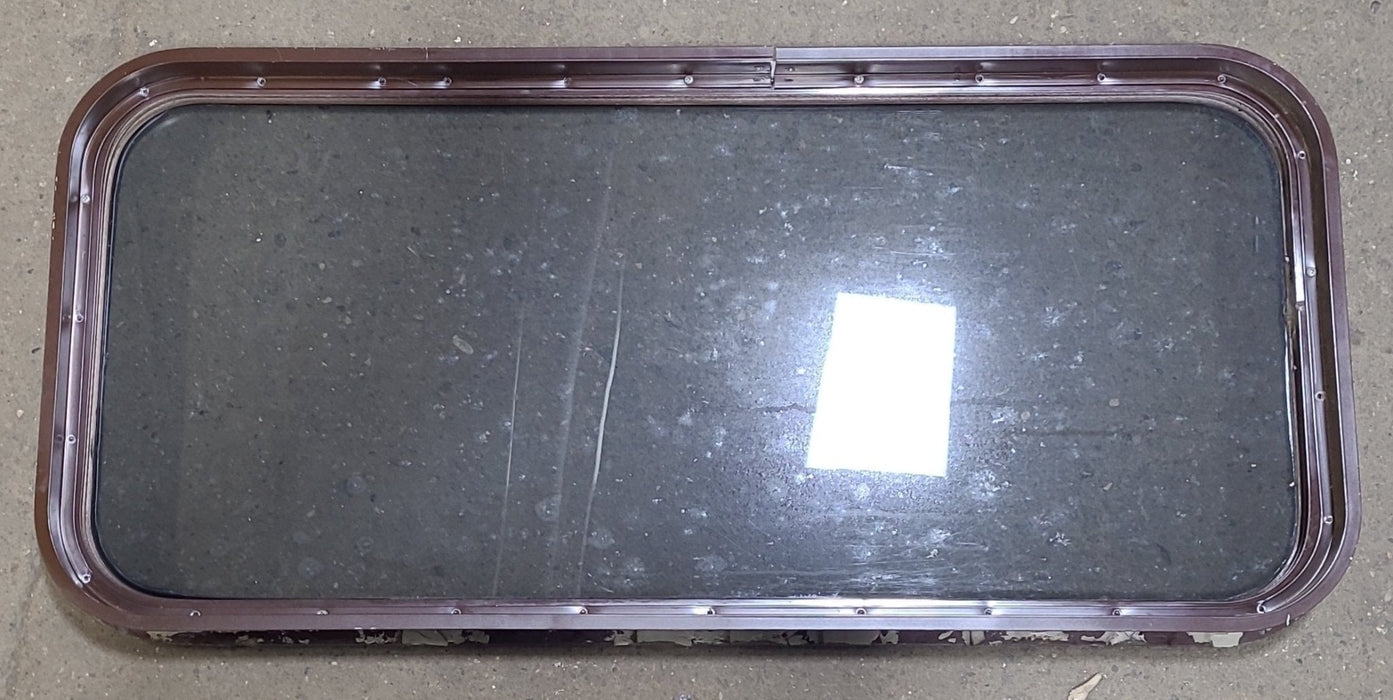 Used Brown Radius Non-Opening Window : 39 3/4" W X 17 7/8" H X 2" D