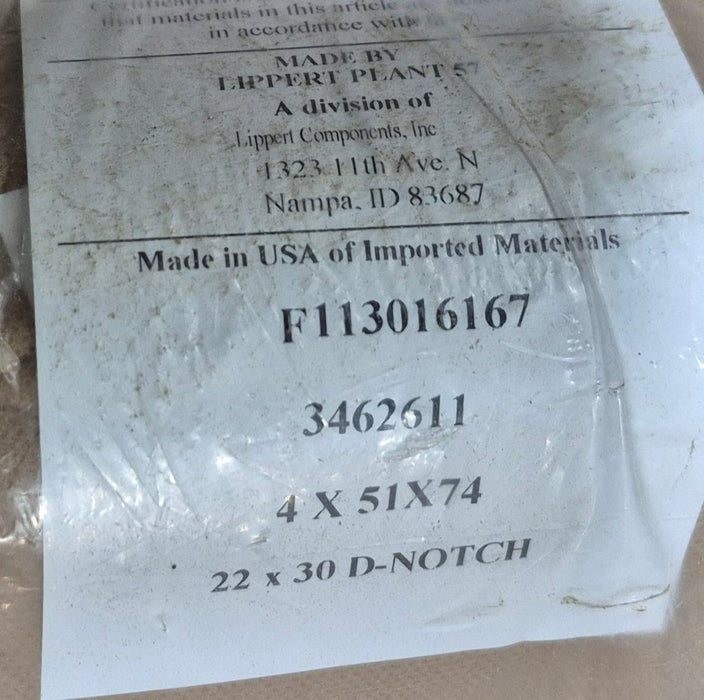 Used Bunk Mattress 74" x 28" x 4" D - with diagonal cut corner - Young Farts RV Parts