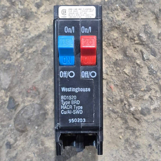 Used Circuit Breaker, Dual Pole 15/20 AMP - BD1520 - Young Farts RV Parts