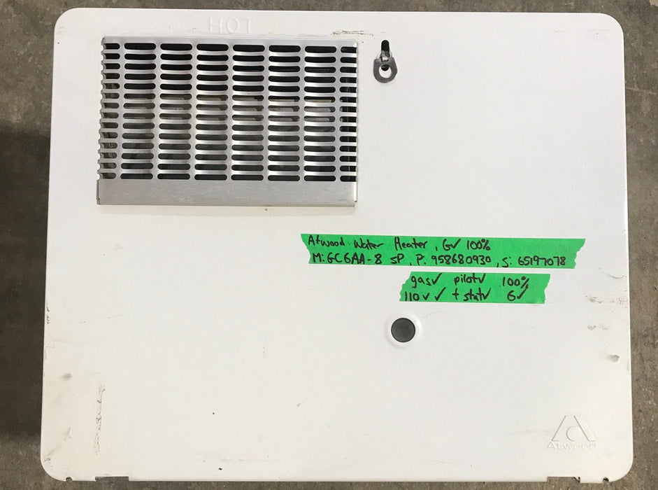 Used Complete Atwood Hot Water Heater, 6 Gallon - GC6AA-8