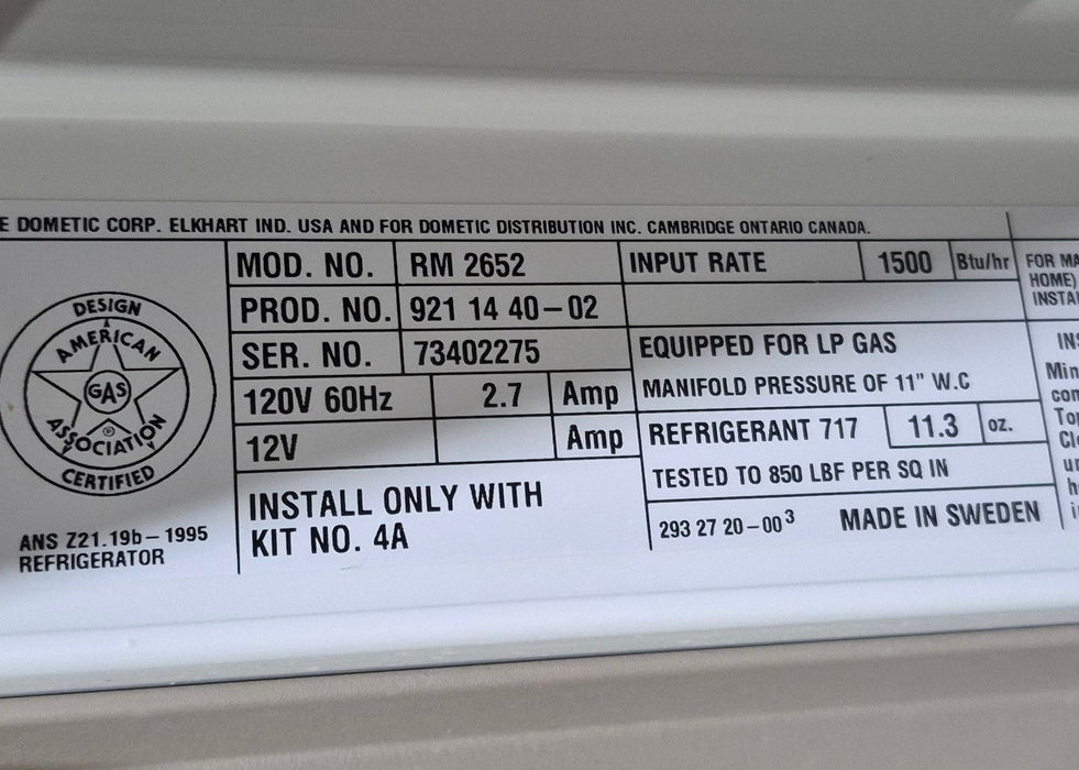 Used Complete Dometic Fridge, 2-Way - RM2652