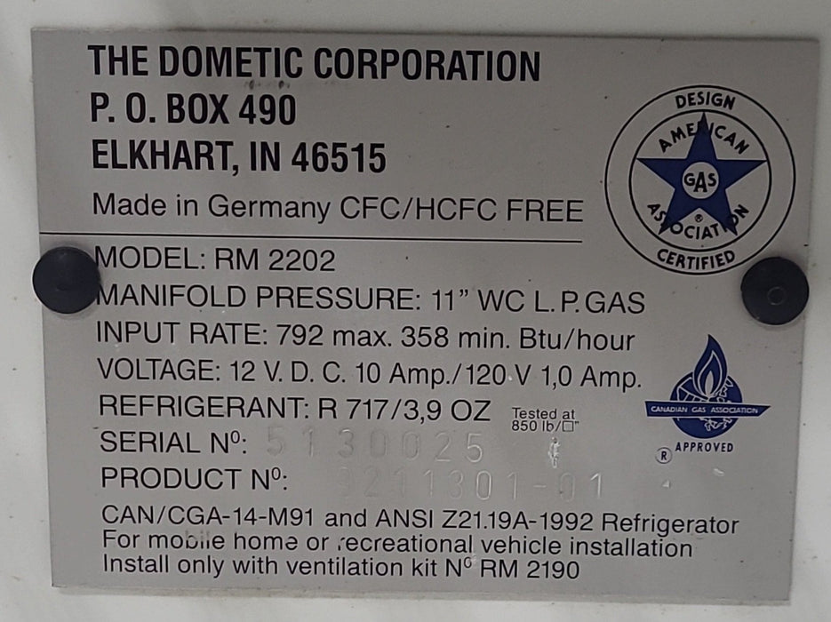 Used Complete Dometic Fridge, 3-Way - RM2202