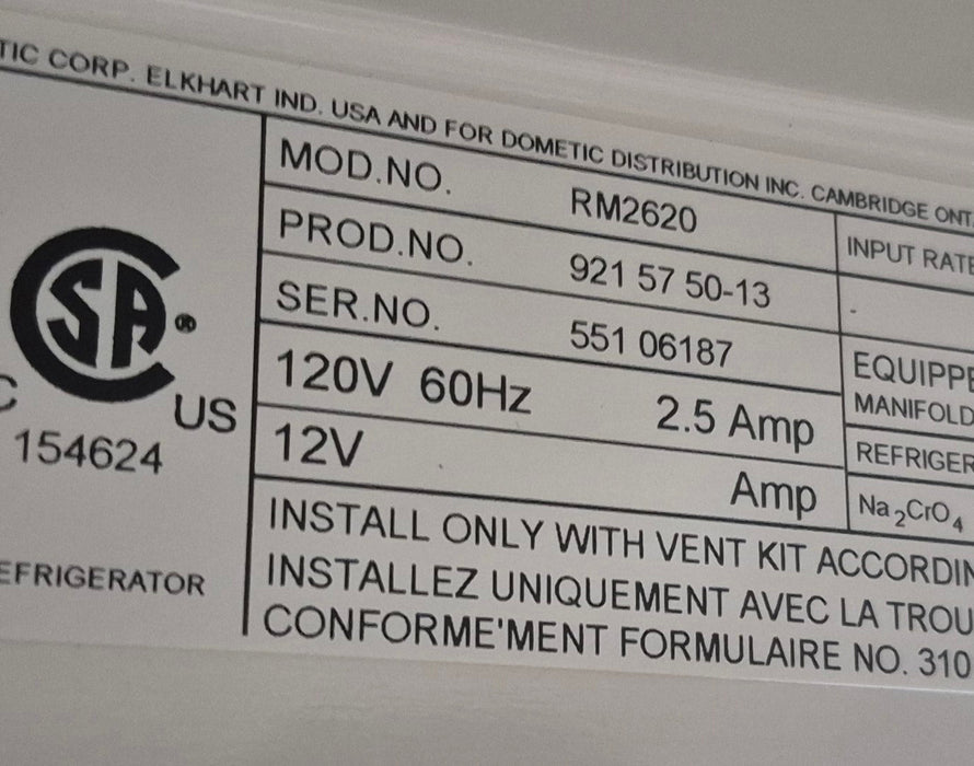 Used Complete Dometic Fridge, 2-Way - RM2620