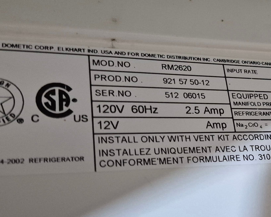 Used Complete Dometic Fridge, 2-Way - RM2620