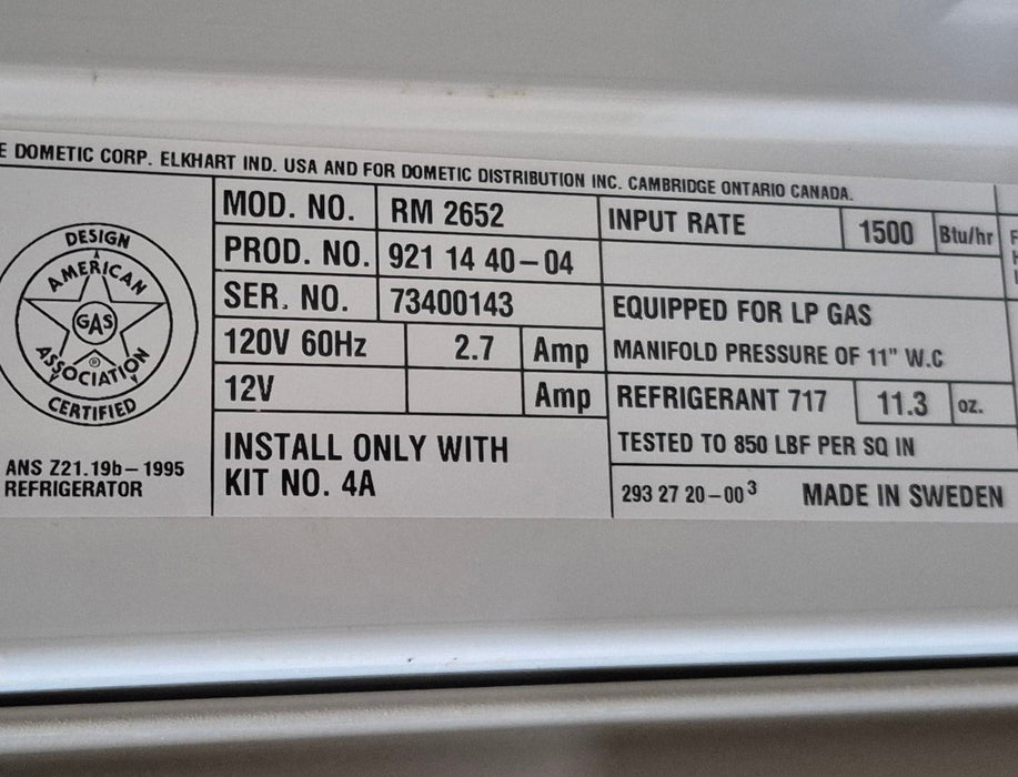 Used Complete Dometic Fridge, 2-Way - RM2652