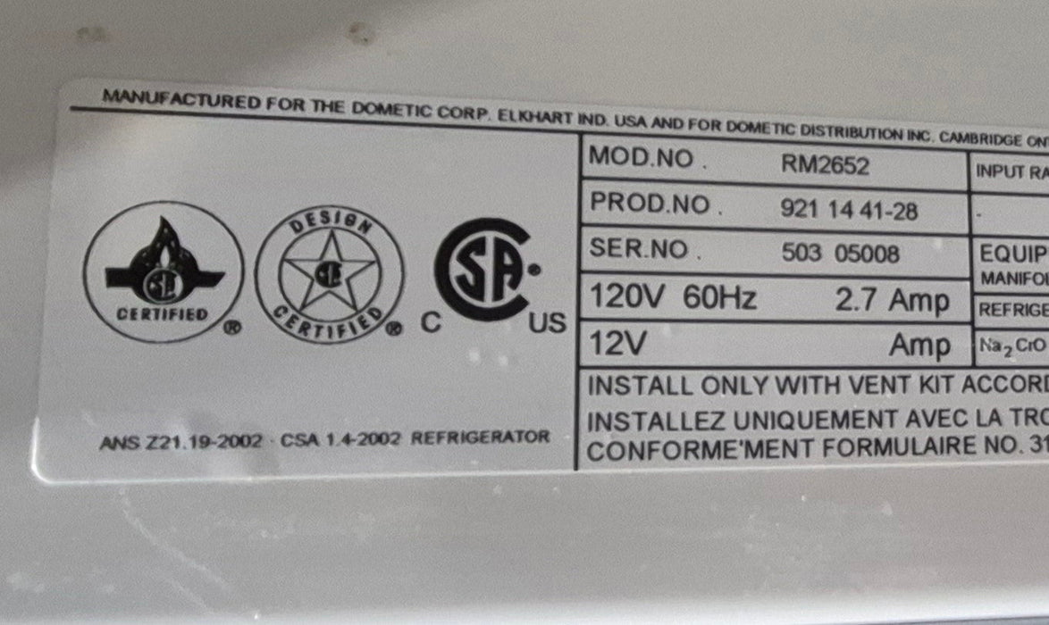 Used Complete Dometic Fridge, 2-Way - RM2652