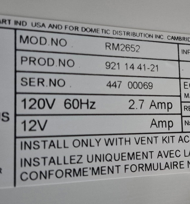 Used Complete Dometic Fridge, 2-Way - RM2652