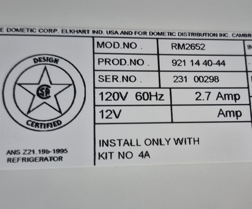 Used Complete Dometic Fridge, 2-Way - RM2652