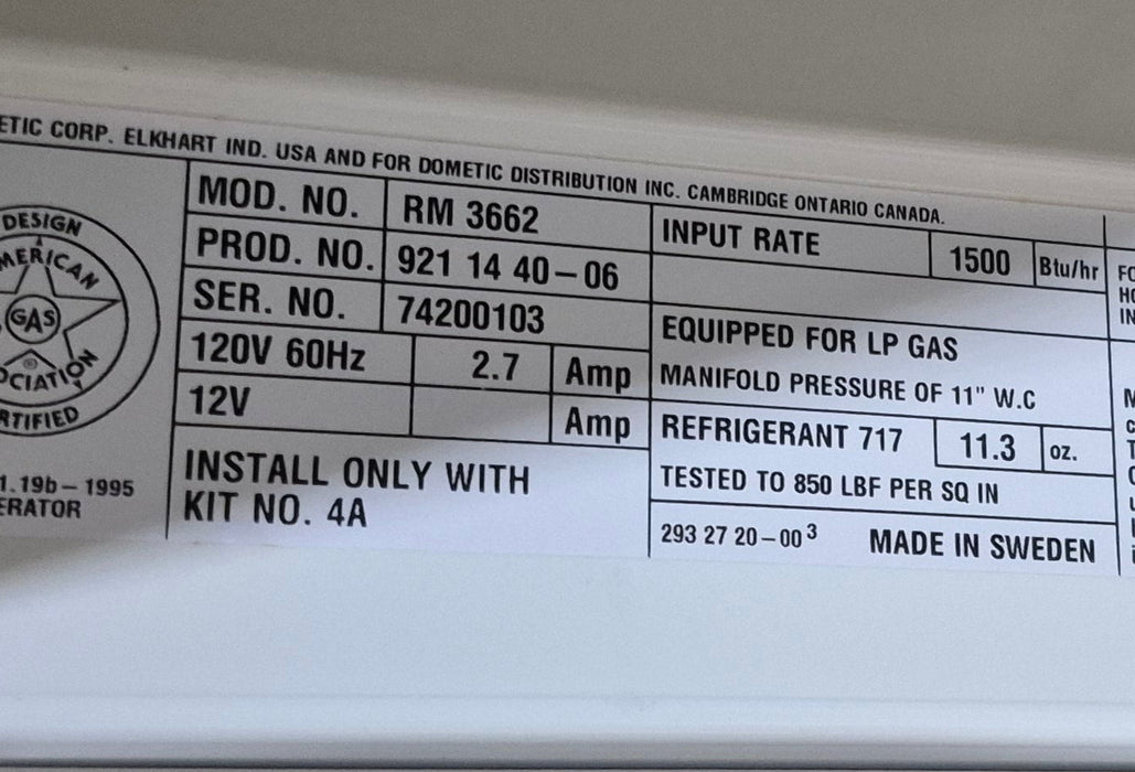 Used Complete Dometic Fridge, 2-Way -  RM3662