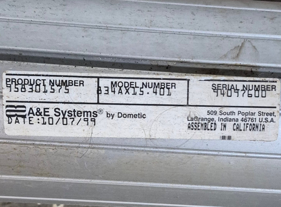 Used Complete Manual Awning Dometic / A&E 15' No Canvas